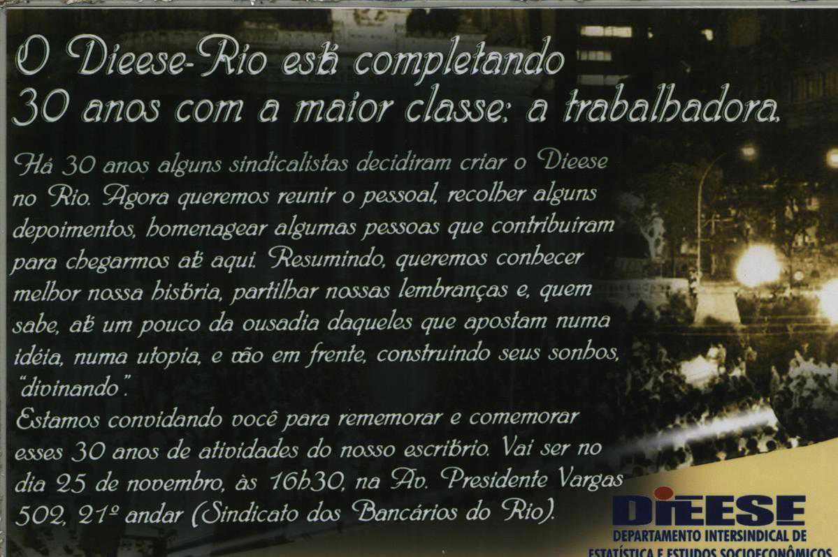 Convite para a Comemoração dos 30 anos do Escritório Regional do Rio de Janeiro